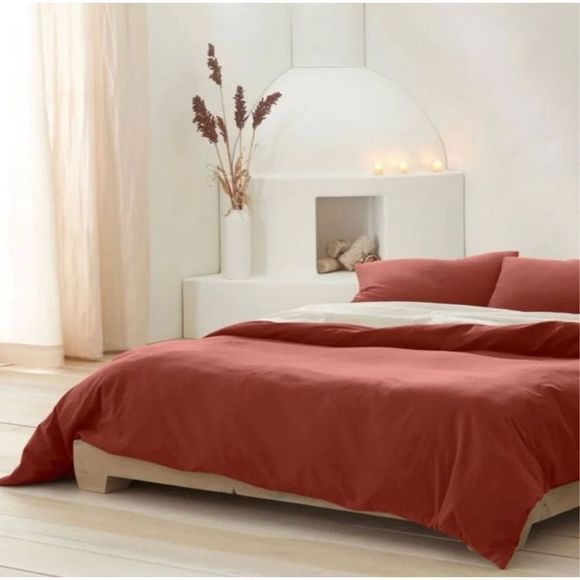 Casaluna Cashmere Blend Duvet Cover Set-FULL/QUEEN- Dark Clay - Picture 4 of 7